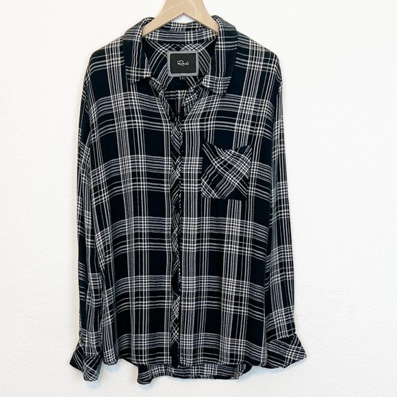 Rails Hunter Plaid Button Up Black Sky Ivory Large - Picture 3 of 12